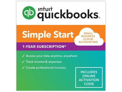QuickBooks Simple Start for 1 User, 1-Year Subscription, Windows/Mac, Online Access (5101242)