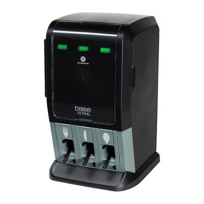 Dixie Ultra SmartStock Tri Tower Cutlery Station Mini Plastic Dispenser, Heavy-Weight, Black (DUSSTDSP3MINI)