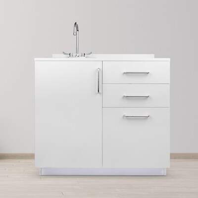 Viva Comfort 36.32"H x 36"W Exam Room Medical Cabinet With Sink, 3-Drawers, Gray (ADI902-B-36-L-GRY)