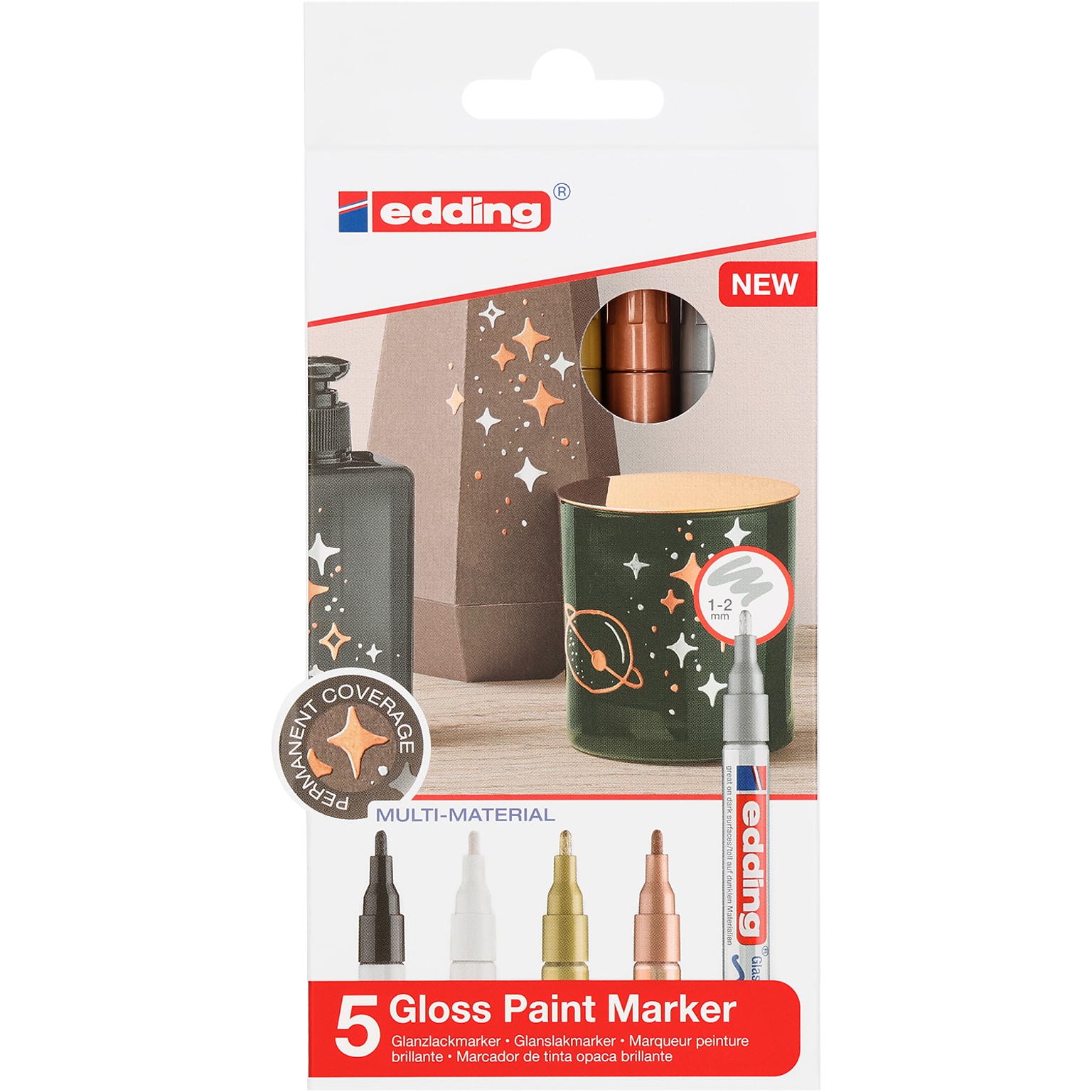 edding 751 Series Oil Based Gloss Paint Marker, Fine Tip, Metallic Colors, 5/Pack (EDD47515999)