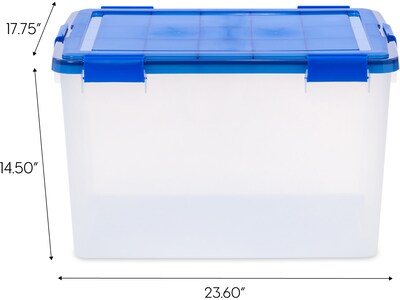 Iris WeatherPro 74 Qt. Latch Lid Storage Bin, Clear/Blue (500204)
