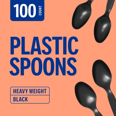 Perk™ Polystyrene Spoon, Heavy-Weight, Black, 100/Pack (PK56395)