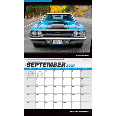2027 BrownTrout American Muscle Cars 14" x 12" Monthly Wall Calendar, Assorted Colors (9798330712885)