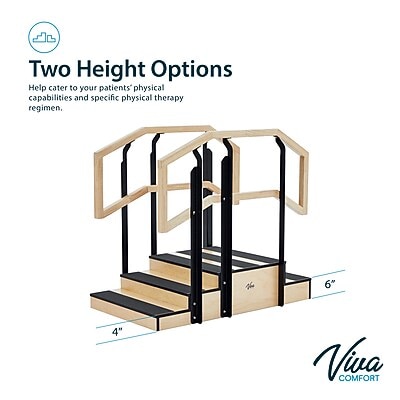 Viva Comfort Physical Therapy Non-slip Staircase with Safety Handles, 500 lbs. Capacity, Natural Wood (ADI906-01-MK)