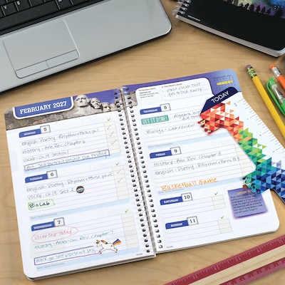 2026-2027 Global Printed Products 5.5 x 5.5 Academic Year Weekly & Monthly Student Planner, Paperboard Cover, Blue