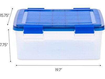 Iris WeatherPro 30.5 Qt. Latch Lid Storage Bin, Clear/Blue (500200)