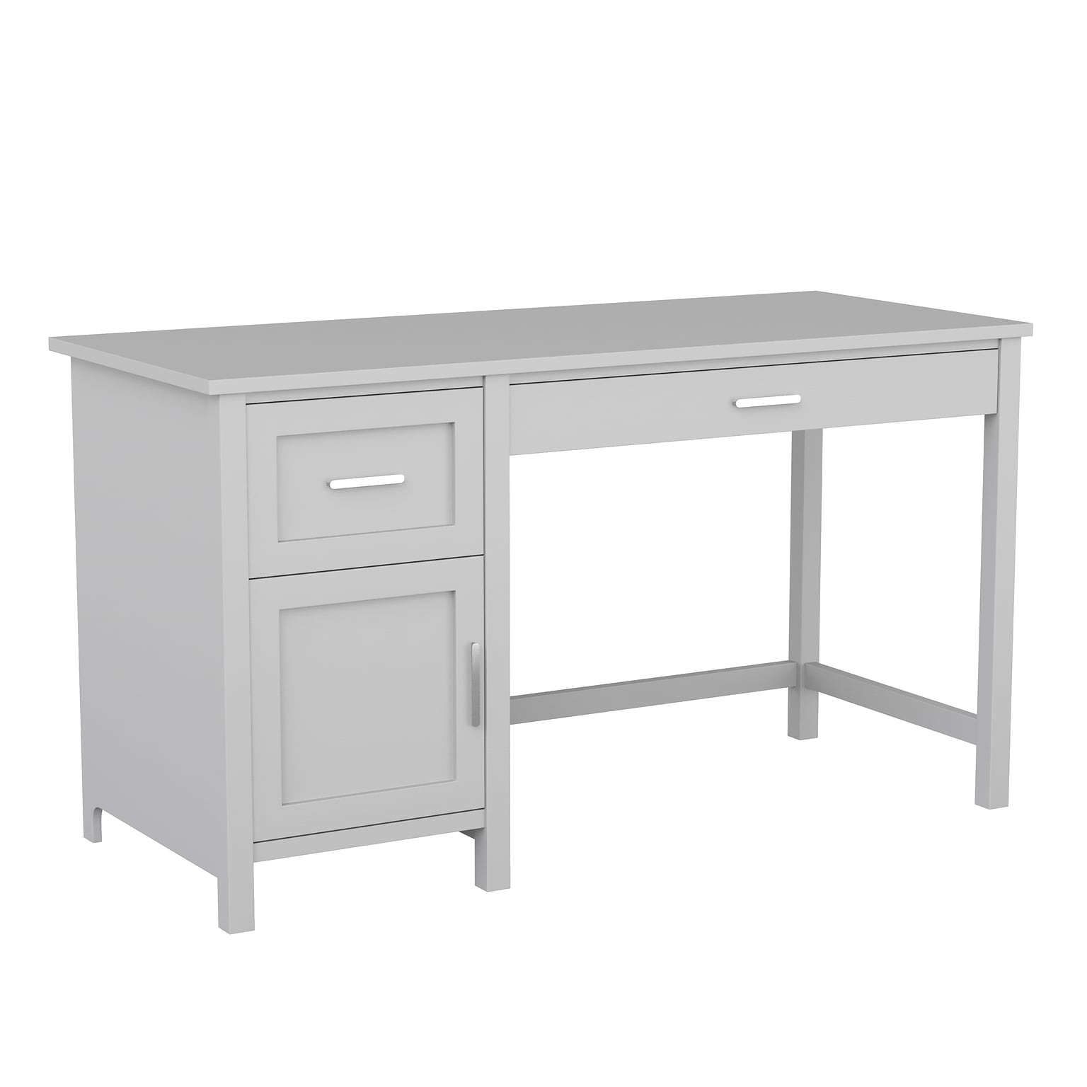 Martha Stewart Hutton 54W Engineered Wood Rectangular Shaker Style Home Office Desk, Gray/Brushed Nickel (ZGZP09GY)