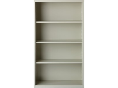 Hirsh HL8000 Series 60"H 4-Shelf Bookcase with Adjustable Shelves, Light Gray Steel (21994)