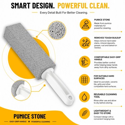 Gritt Commercial Pumice Stone with Handle, Gray, 6/Pack (GRI186-H-6PK)