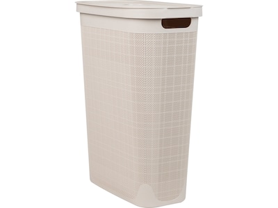 Mind Reader 10.57-Gallon Hamper with Lid, Plastic, Ivory (40FABHAMP-IVO)