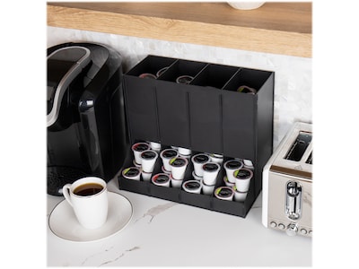 Mind Reader Plastic 4-Compartment Single Serve Coffee Pod Dispenser, 120 Pod Capacity, Black (CPODBK-BLK)