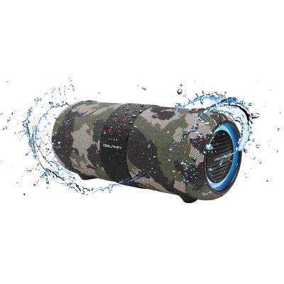 Dolphin Audio Wireless Bluetooth Portable Speaker with Accent Lights & FM Radio, Waterproof, Camouflage (LX-60 CAMO)