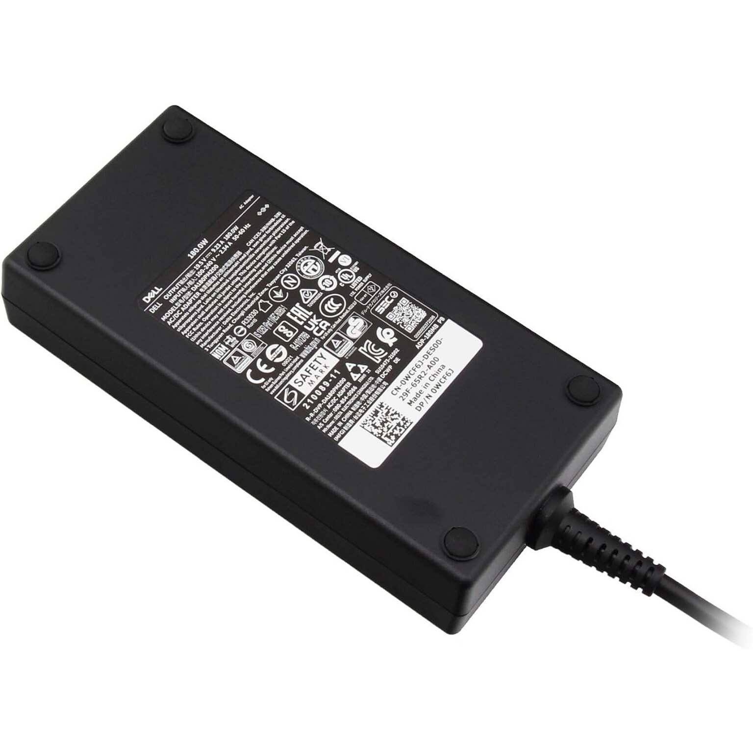 Dell 180W AC Adapter for Dell Laptops, Black (WCF6J)