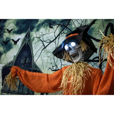 Haunted Hill Farm Life-Size Animatronic Skeleton Scarecrow (HHSCR-1FLSA)