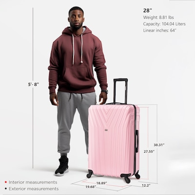 InUSA Vasty 30.31" Hardside Suitcase, 4-Wheeled Spinner, TSA Checkpoint Friendly, Pink (IUVAS00L-PNK)