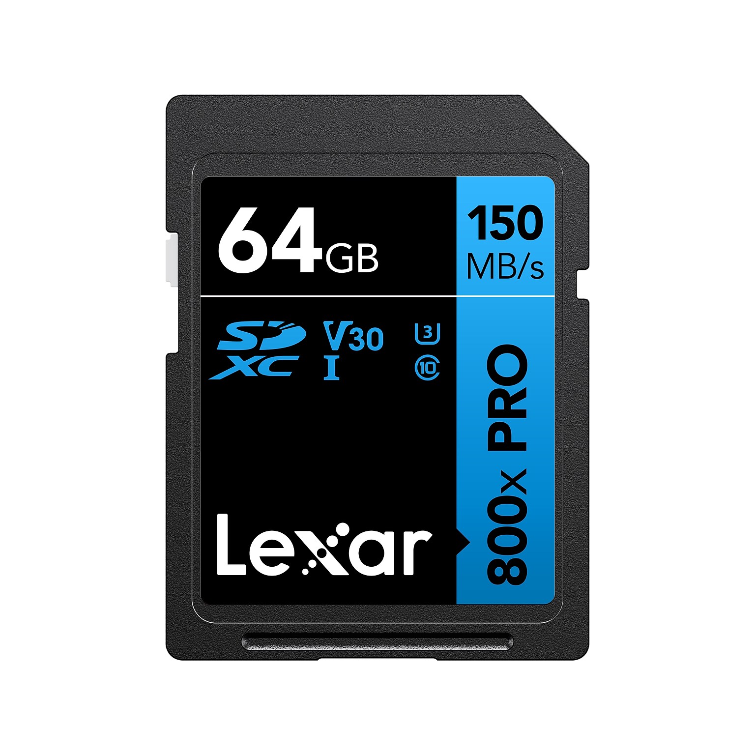 Lexar High-Performance 800x PRO BLUE Series 64GB SDXC Memory Card, Class 10, UHS-I, V30 (LSD0800P064G-BNNNU)