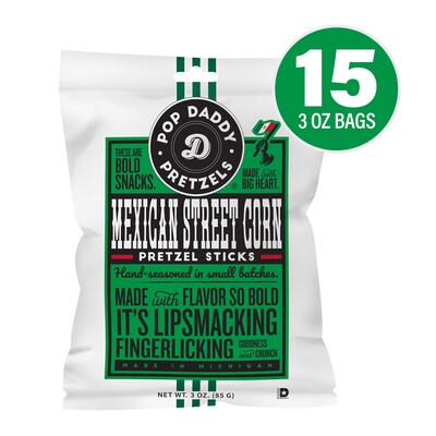 Pop Daddy Mexican Street Corn Seasoned Pretzels, 3 oz., 15/Pack (220-02550)