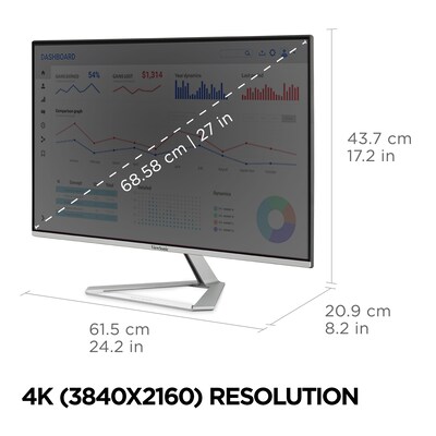 ViewSonic Thin-Bezel 27" 4K Ultra HD 60Hz LED Monitor, Silver (VX2776-4K-MHDU)