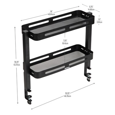 Mind Reader Clamp-On Metal Desk Shelf, Black (DESX2T-BLK)