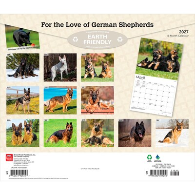 2027 BrownTrout For the Love of German Shepherds 14 x 12 Monthly Wall Calendar, Assorted Colors (9798330709250)