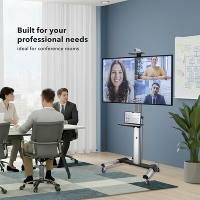 Mount-It! 2-Shelf Mobile Height Adjustable TV Cart for 32-70 Displays, Gray (MI-875)