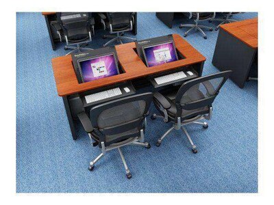 VersaDesk Enclosed Revolution 60W Computer Desk, Cherry/Black (RSD6030-BC)