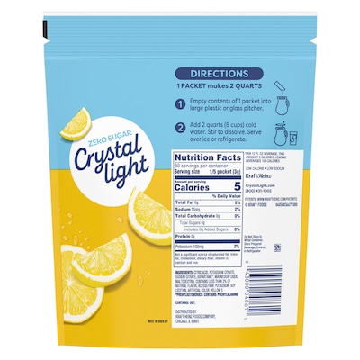 Crystal Light On-The-Go Sugar-Free Lemonade Powdered Drink Mix, 8.6 oz., 16/Box (220-00552)