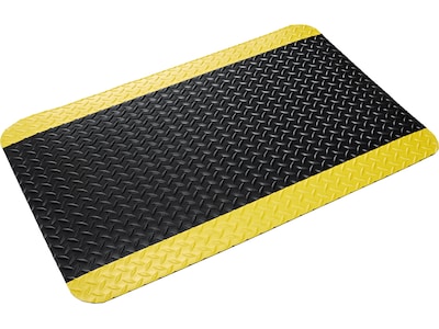 Crown Mats Workers-Delight Deck Plate Supreme Anti-Fatigue Mat, 36 x 60, Black/Yellow (WD 1235YB)