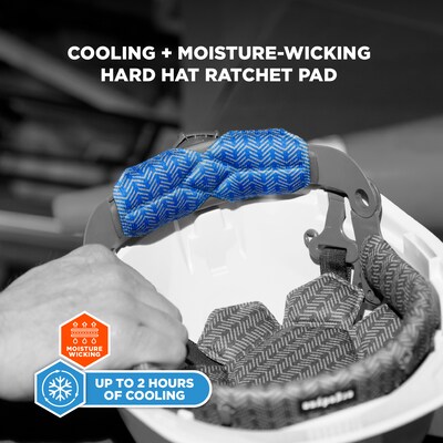 Chill-Its 6613 Hard Hat Cooling Ratchet Pad, Microfiber, Blue, 3/Pack (12449)