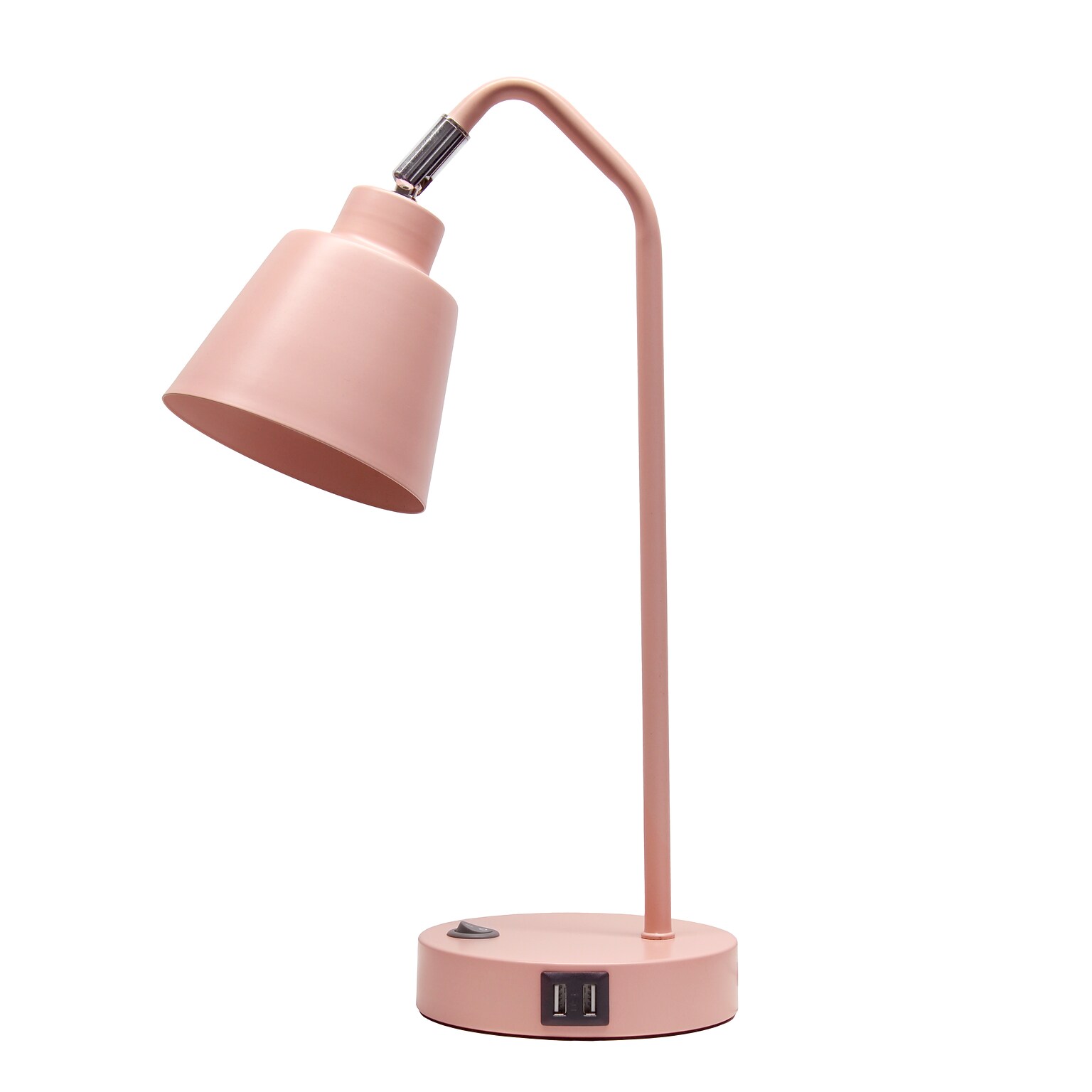 Simple Designs Sleek Essentials LED Desk Lamp, 16, with USB Ports, Blush Pink (LD1071-BPK)