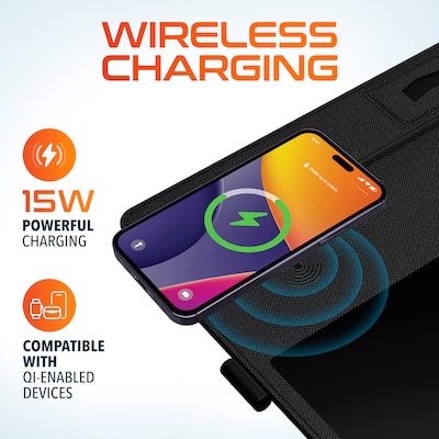 Delton S12/D101 Ergonomic Vertical Wireless Mouse and 15W Wireless Charging Mouse Pad Bundle, Black (DMWS12BD1)