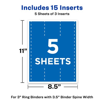 Avery Binder Spine Inserts, 3" Spine Width, White, 15/Pack (89109)