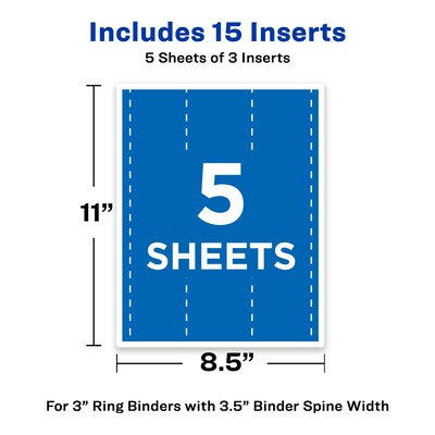Avery Binder Spine Inserts, 3" Spine Width, White, 15/Pack (89109)