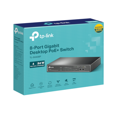 TP-LINK 8-Port Gigabit Ethernet Unmanaged Switch, Black (TL-SG608P)