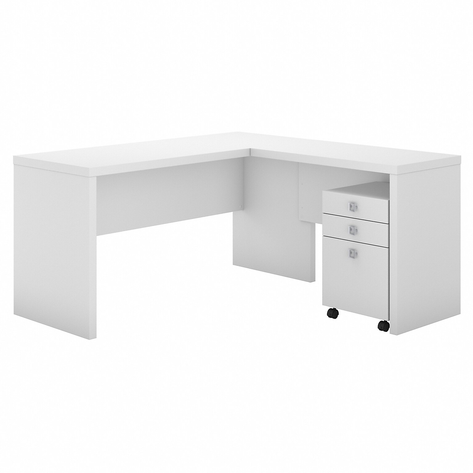 Bush Business Furniture Echo 60W L Shaped Desk with Mobile File Cabinet, Pure White (ECH008PW)