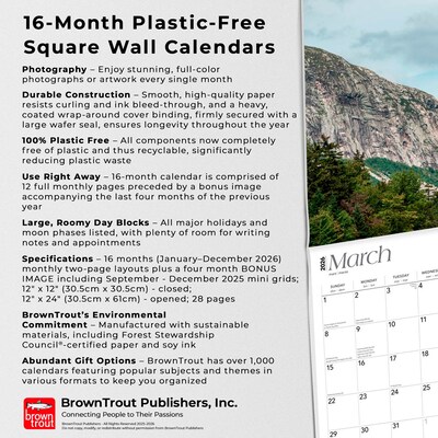 2026 BrownTrout New Hampshire Wild & Scenic 12" x 12" Monthly Wall Calendar (9798330704835)