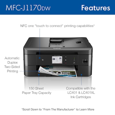 Brother MFC-J1170DW Wireless Inkjet Printer, All-In-One, Print, Scan, Copy, Fax, Refresh Subscriptio