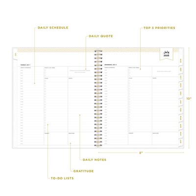2025-2026 Day Designer for Blue Sky Rugby Stripe 8" x 10" Academic Daily & Monthly Personal Organizer (137885-A26)