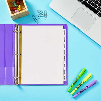 Avery Big Tab Insertable Paper Dividers, Clear 8 Tab, White   (11124)