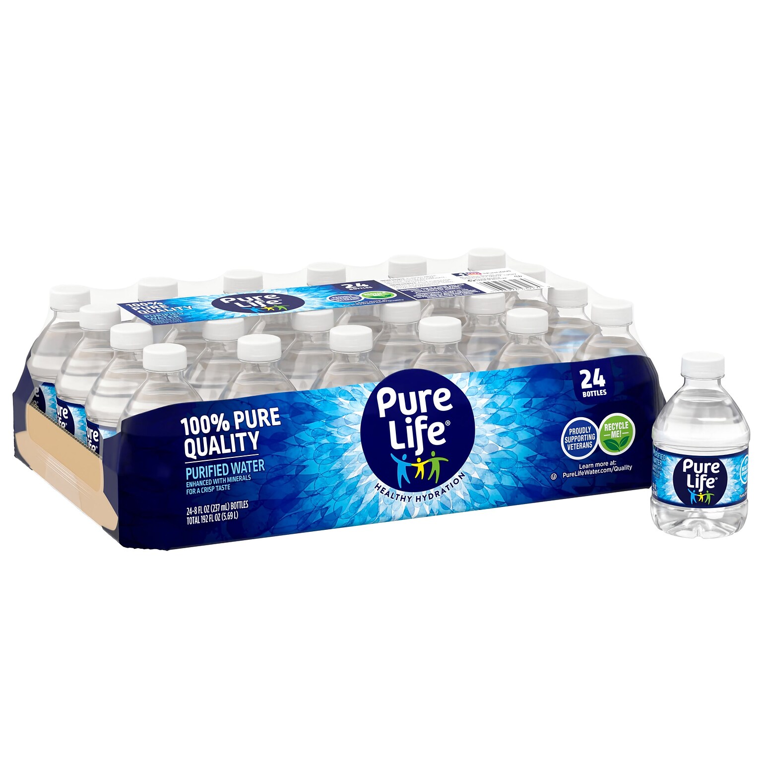 Pure Life Purified Water, 8 Fl oz., 24/Carton (11476087)