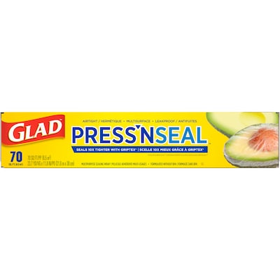 Glad Press'N Seal Plastic Food Wrap, 70 Sq. Ft. Roll, 12/Carton (70441)
