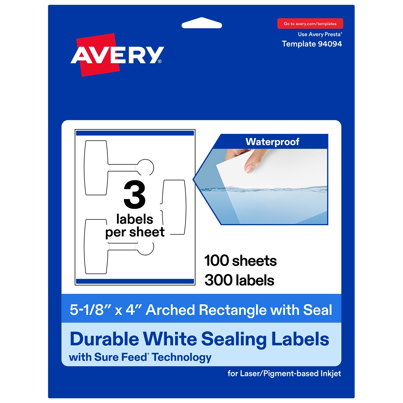 Avery Laser/Inkjet Sealing Labels, 5-1/8 x 4, White, 300 Labels/Box (19479370699)