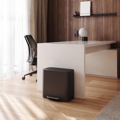 simplehuman 15L Mini Office Recycler with Liner Pocket, Matte Black Steel, Indoor Step Trash Can, 4 Gallons (CW2121)