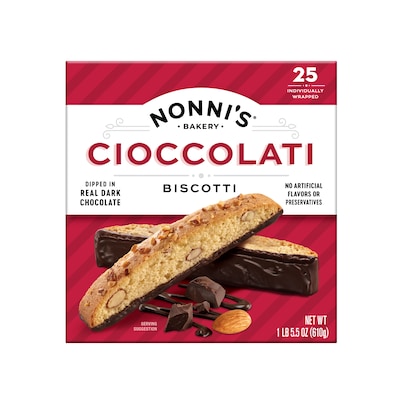 Nonni’s Dark Chocolate Italian Biscotti Cookies, 5.5 oz., 25 Cookies/Box (NSD97651)