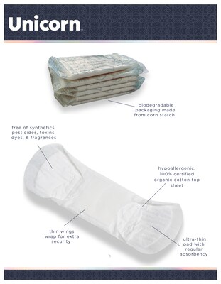 Unicorn Regular Cotton Maxi Pads with Wings, 40 Pads/Cartridge, 6 Cartridges/Pack (TOP-08197)