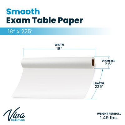 Viva Comfort 225' x 18" Exam Table Paper, Smooth, 12/Pack (ADIME916-S-18-MK)