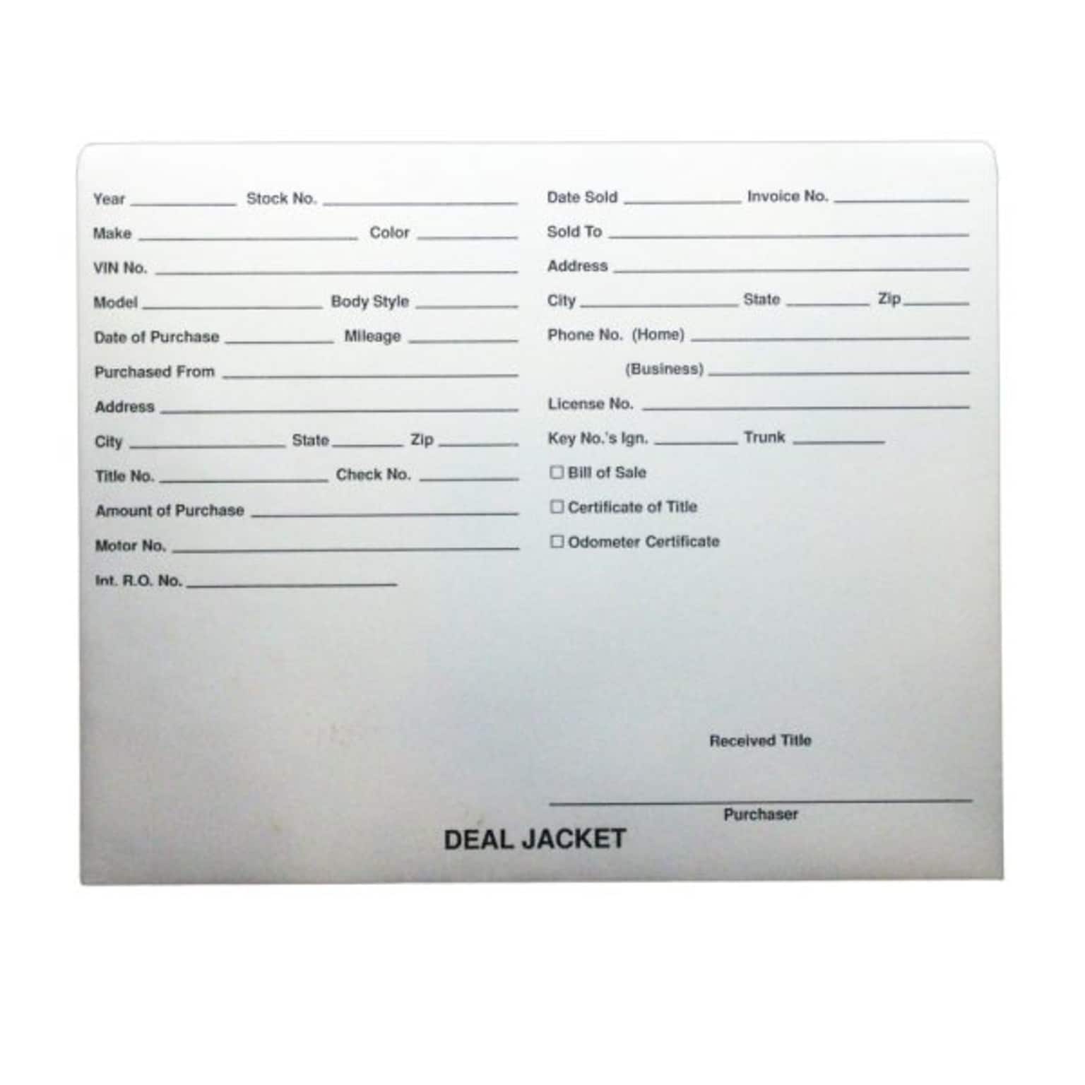 BSP Automotive Dealer Printed Jacket, Letter Size, White, 500/Box (S-09432-WHT-B)