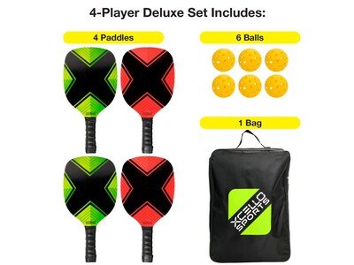 Xcello Sports Pickleball 4-Piece Racket Set, Multicolor (XS-PB-RS-1)