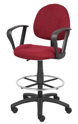 Boss Deluxe Posture Fabric Drafting Stool with Swivel Base, Burgundy (B1617-BY)