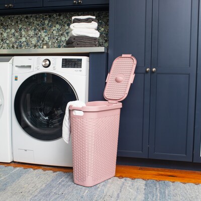 Mind Reader 10.57-Gallon Laundry Hamper with Lid, Plastic, Pink (40HAMP-PNK)